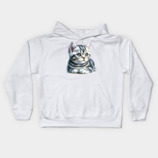 American Shorthair Watercolor Kitten - Cute Kitties Kids Hoodie